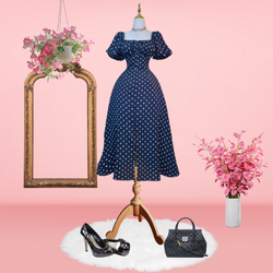 Polka Dots Sexy Off Shoulder Puff Sleeve Maxi Dress