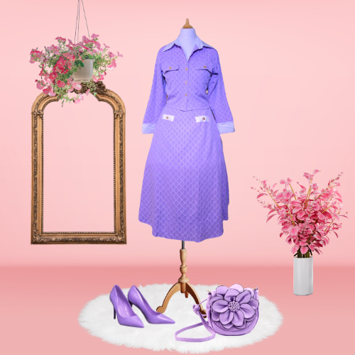 Plain Purple Set Cover Up and Long Skirt Dress