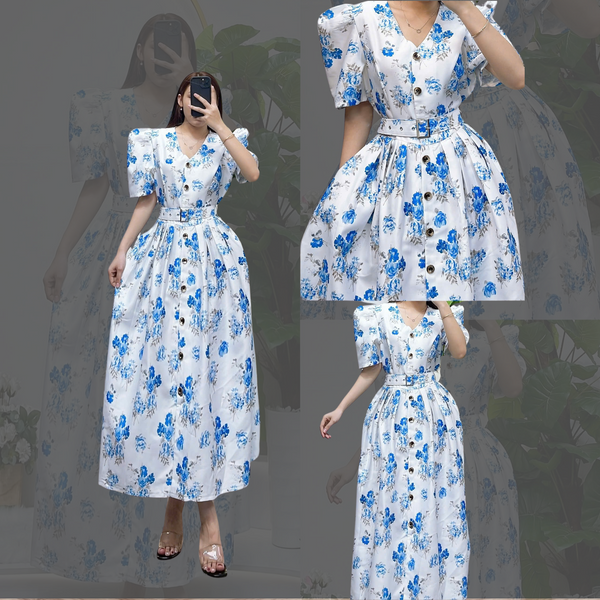 Blue Rose  Casual  Party Autumn Dress For Women