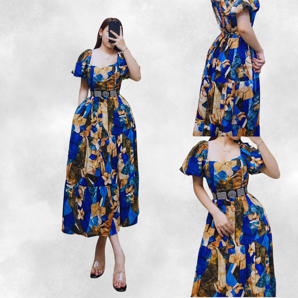 Royal Blue Vintage Sexy Off Shoulder Maxi Dress