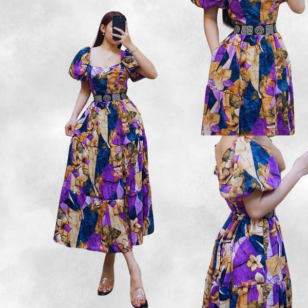 Rustic Violet Vintage Free Size Maxi Dress for Woman