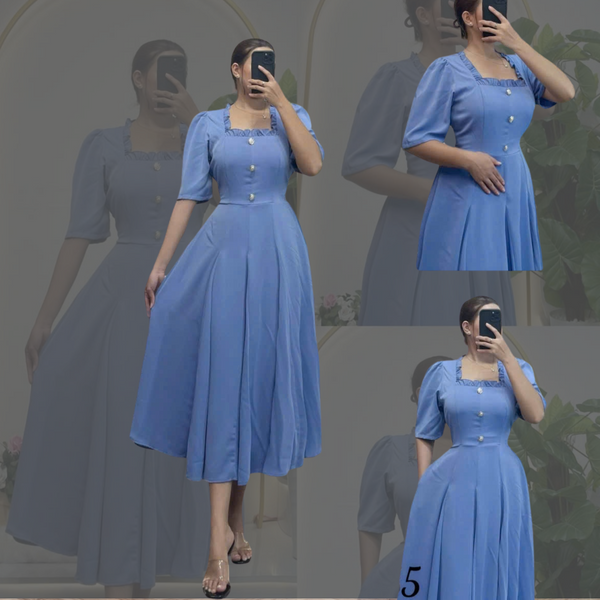 Sky Blue Plain Casual Party Maxi Dress